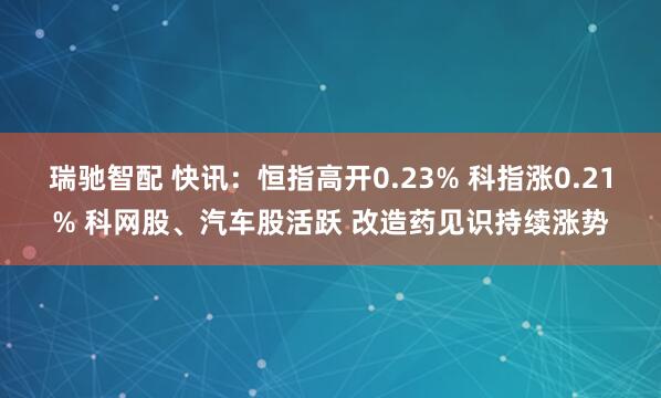 瑞驰智配 快讯：恒指高开0.23% 科指涨0.21% 科网股、汽车股活跃 改造药见识持续涨势